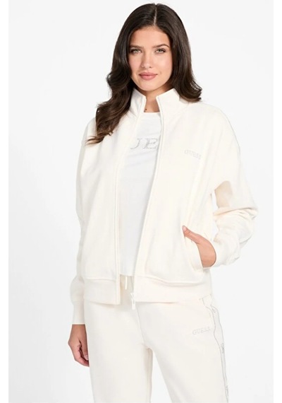 Guess V5bq15kcx22 Octavia High Neck Full Zip Kadın Sweatshirt Krem