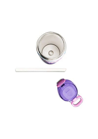 Coral High Kids Renkli Batik Unicorn Dondurma Desenli Pipetli Ve Direkt İçim Çelik Termos 500 Ml 31801 1 Kat Pembe