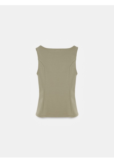 Dilvin 21001 Kayık Yaka Peplum Top-açık Haki