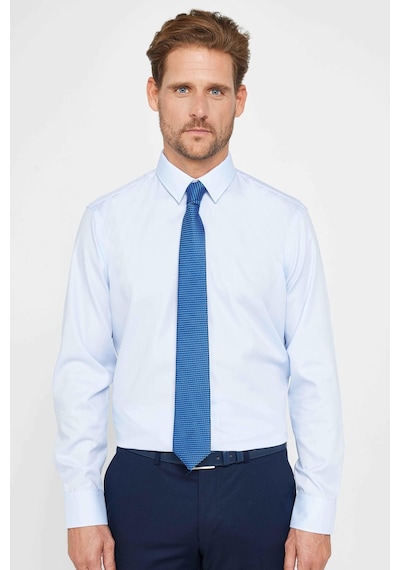 Tudors Slim Fit Uzun Kollu Non Iron Erkek Gömlek-31172-mavi Mavi
