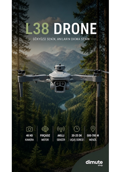 L38 Drone 4k Hd Kameralı Fırçasız Motorlu Akıllı Sensörlü 500-700 M Menzil