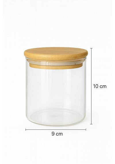 Borosilikat Baharatlık 500 Ml 6 Adet - 90 Mm X 100 Mm -bambu Kapaklı-sızdırmaz Silikonlu Beyaz