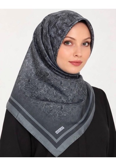 Miray Nevada Büyük Boy Organik Pamuk Eşarp - 120 X 120 - 6731 Siyah-füme