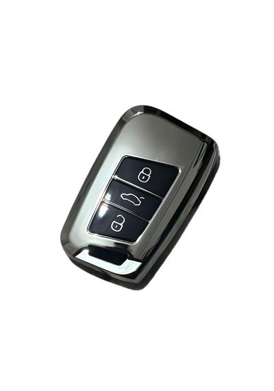 Autohan Keys Volkswagen Passat B8 Uyumlu Akıllı Anahtar Kumanda Kabı Kılıfı, Nano Krom Siyah Renk