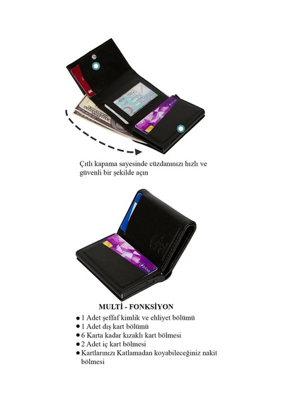Newish Polo Rfid Özellikli Mekanizmalı Cüzdan Kartlık - Siyah