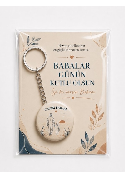 Babalar Günü Hediyesi Canım Babam Kartlı Anahtarlık 44 Mm Pvc Kaplı Metal Açacaklı