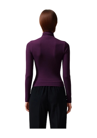 Ersefa Moda Kare Yaka Örme Slim Düz Desen Casual Günlük Crop Kısa Kol Bl Mürdüm