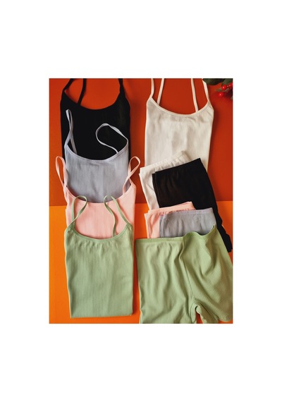 Demirsa Boutique Fitilli Pamuklu Ribana İp Askılı 5'li Kadın Atlet Ve Külot-şort Takım Pembe Mavi Yeşil Siyah Beyaz Çok Renkli Demirsa Boutique Fitilli Pamuklu Ribana İp Askılı 5'li Kadın Atlet Ve Külot-şort Takım Pembe Mavi Yeşil Siyah Beyaz Çok Renkli
