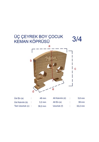 K34 Keman Köprüsü 3/4 Kemanlar İçin