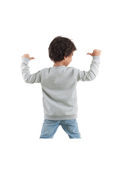 Denokids Rawr Dino Erkek Çocuk Sweatshirt -  Gri Melanj