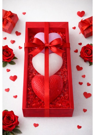 Hediyelik 3'lü Kalp Mum - 832125682
