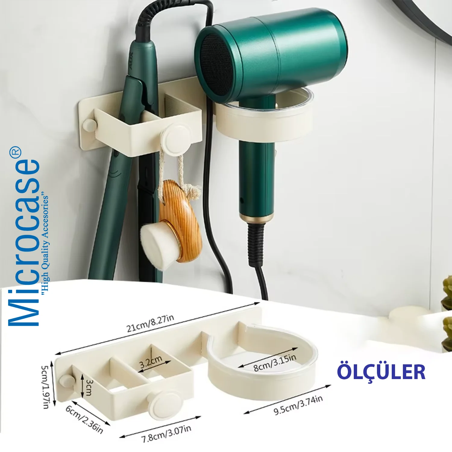 Microcase Saç Düzleştirici Ve Kurutma Makinası Tutucu Stand - Al5044 Gri