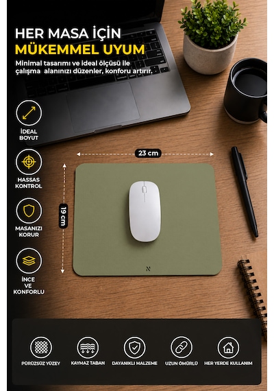 Haki Renkli Ergonomik Mouse Pad, Kaymaz Yüzey İle Ev Ve Ofis Kullanımı İçin İdeal