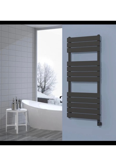 Dizayn Siyah Akıllı Termostatlı 50x120 Radyatör Isıtıcı Havlupan Çelik