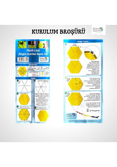 Uçurtma Yapım Seti / Naylon Altıgen / Plastik Çıtalı / Beyaz