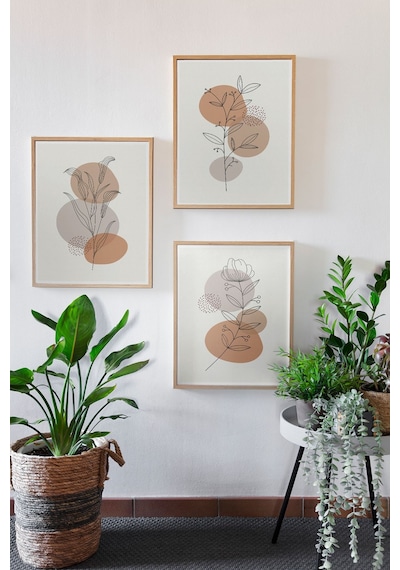 Artavessa Gerçek Ahşap Çerçeveli 3 Parça 3D Poster Tablo Seti - 3DARTSOHOSET120