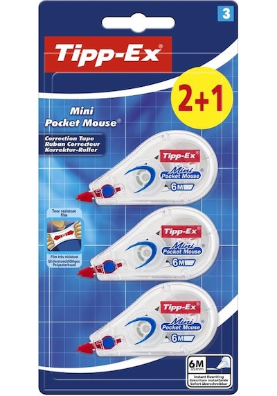 Bic Tipp-Ex Mini Pocket Mouse Düzeltici 2+1'li Blister