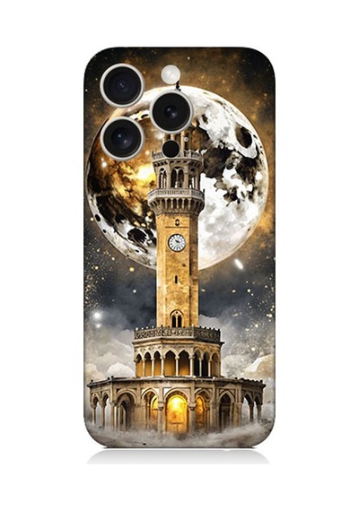 Apple Uyumlu iPhone 15 Pro Max Saat Kulesi Desenli Silikon Kılıf Silikon