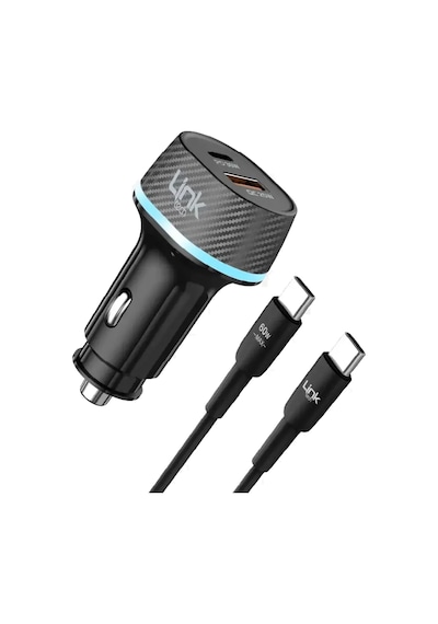 Linktech C434 55w Dual Pd30w + Qc25w Araç Şarj Aleti Type-c To Type-c Kablo Set -