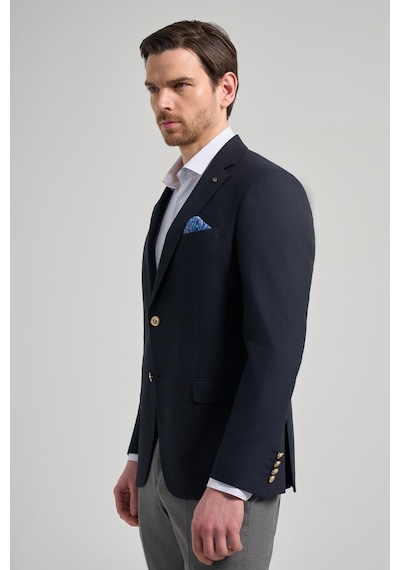 İmza Düz Bez Ayağı Mono Yaka Tam Astar Esnek 6 Drop Slim Fit Ceket 1002245903 Koyu Lacivert