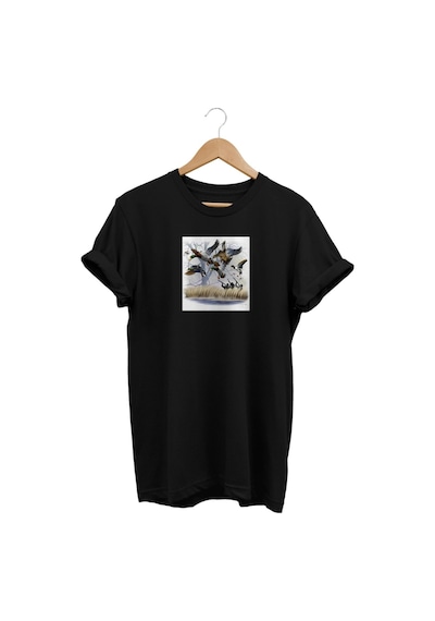 Widi Yaban Ördeği Baskılı Siyah T-shirt Siyah