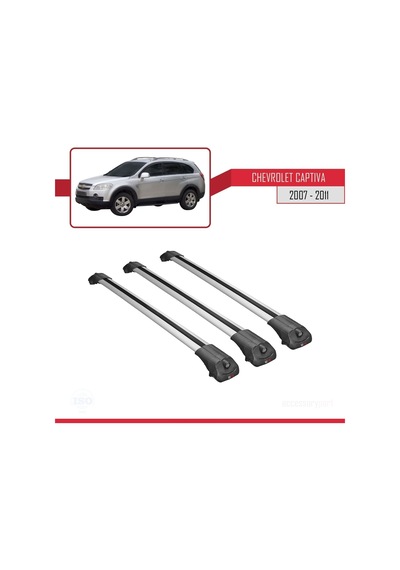 Chevrolet Captiva 2007-2011 Arası İle Uyumlu Ace-1 Ara Atkı Tavan Barı Gri 3 Adet Bar