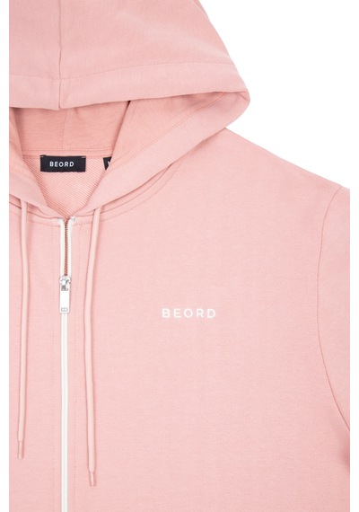 Beord Pembe Pamuk Kapüşonlu Fermuarlı Sweatshirt Bzt1-135