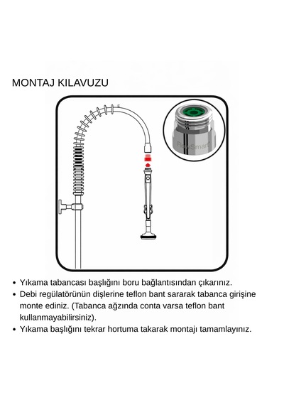 Yıkama Tabancası Debi Regülatörü 11l/dk Mutfakta %50 Ye Varan Su Tasarrufu R1/2 Uyumlu Krom