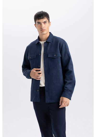 DeFacto Regular Fit Polo Yaka Süet Gömlek Ceket D3379AX25SPNV256