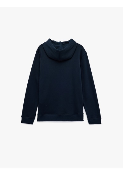Koton Şardonlu Uzun Kollu Basic Kapşonlu Sweatshirt Lacivert 6wam70015mk Lacivert