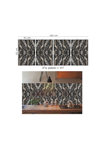 Tink Kendinden Yapışkanlı Siyah Sıralı Desenli Pvc Panel 41x62 Cm