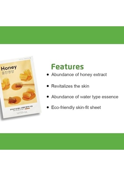 Mıssha Bal Özlü Parlak Görünüm Sunan Ve Yoğun Nemlendirici Yaprak Maske 1ad Airy Fit Sheet Mask Honey