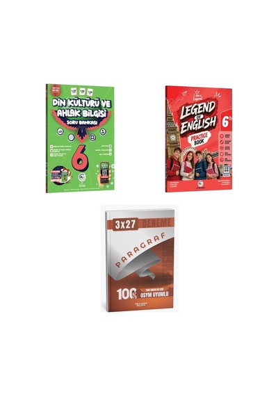 2027 Av 6. Sınıf Din Kültürü Ve Ahlak Bilgisi + İngilizce Legend Of English Practice Book Soru + Ankapade 3'lü Set