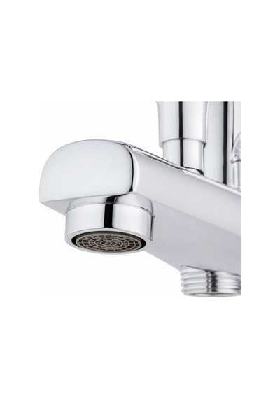 Delta Krom Banyo Bataryası - Pirinç Gövde Çift Çıkışlı Duvara Montaj Duş Musluğu