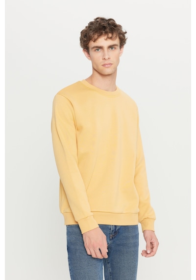 AC&Co / Altınyıldız Classics Erkek Hardal Standart Fit Normal Kesim İçi Polarlı Bisiklet Yaka Sweatshirt Hardal