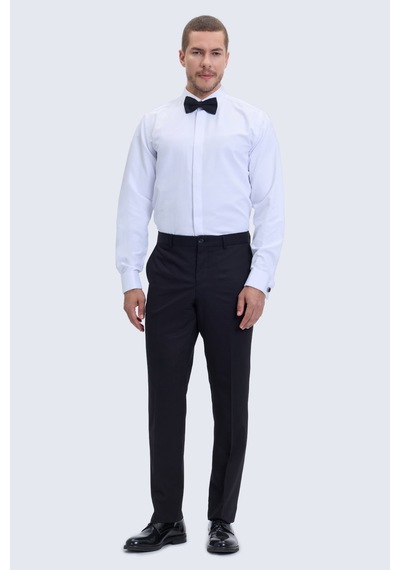 Hatemoğlu Beyaz Comfort Fit Slim Yaka Damatlık Gömlek