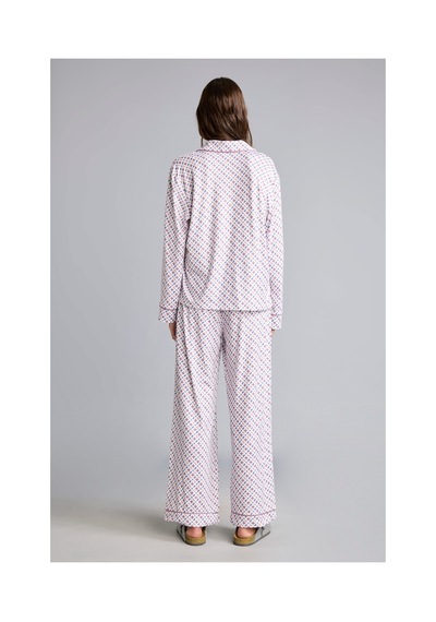 Defacto Regular Fit Desenli Biyeli Uzun Kollu Pijama Takımı H9100ax26aupr461 Mor-pr461