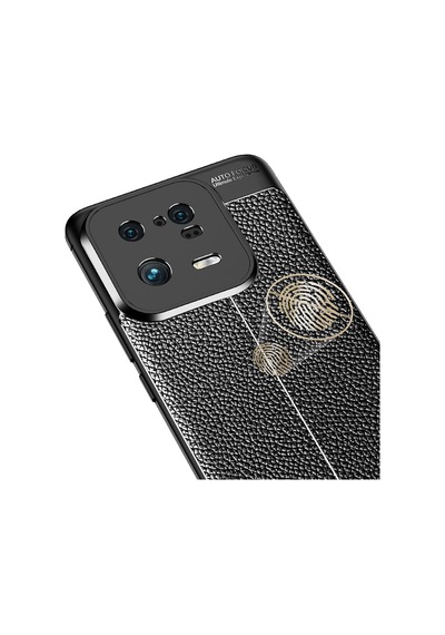 Xiaomi Mi 13 Pro Kılıf Deri Görünümlü Silikon Kamera Korumalı Üstün Koruma Pazarplus Siyah