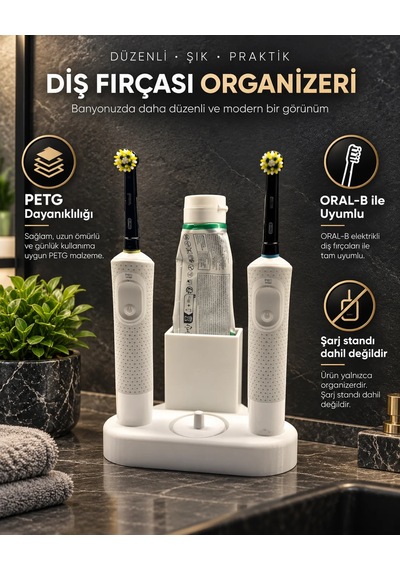Oral-b Uyumlu Şarjlı Diş Fırçası Tutucu Stand Zyndo Beyaz