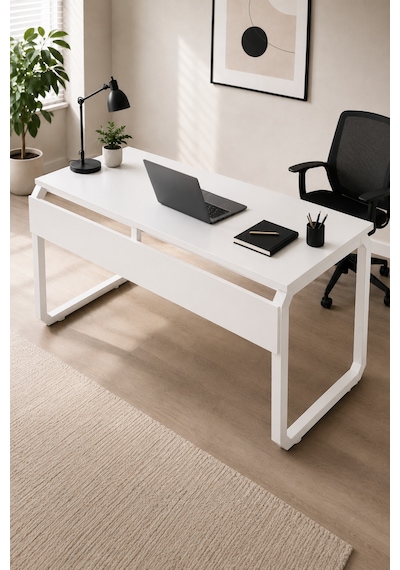 Bilgisayar Ve Oyuncu Çalışma Masası Beyaz - Ofis Masası Geniş Tasarım 140x72x50 Cm