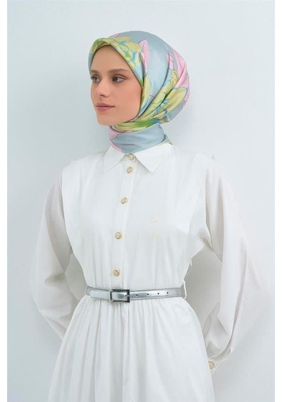 Armine İpek Eşarp 2026 Yaz - 9509-80 Buz Mavi Twill