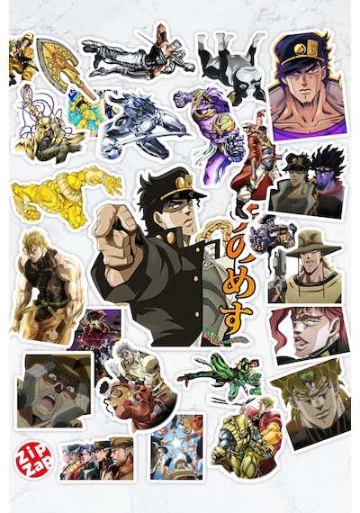 Jojo No Kimyou Na Bouken Part 3 Anime Telefon Laptop Yapışkanlı Folyo Sticker Paketi 25 Adet Çok Renkli