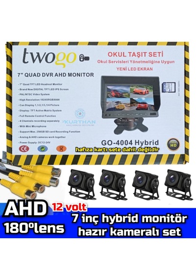7'' Hybrid Dvr Ekran 4 Adet 180 Derece Balık Gözü Lens Geniş A...