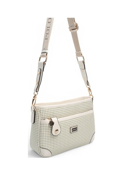 Silver & Polo Silver Polo Yeşil - Kemik Kaz Ayağı Ekose Kadın Çapraz Çanta Sp1160