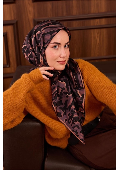 Silk Home Twill İpek Eşarp Pastel Mor Siyah Soğan Kabuğu Desenli Tok Duruşlu 90x90 Çok Renkli Silk Home Twill İpek Eşarp Pastel Mor Siyah Soğan Kabuğu Desenli Tok Duruşlu 90x90 Çok Renkli