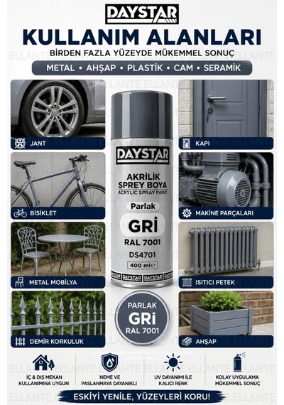 Parlak Gri Akrilik Sprey Boya Ral 7001 400 Ml Hızlı Kuruyan Yüksek Kapatıcılı Metal Ahşap Plastik Bo Çok Renkli Parlak Gri Akrilik Sprey Boya Ral 7001 400 Ml Hızlı Kuruyan Yüksek Kapatıcılı Metal Ahşap Plastik Bo Çok Renkli