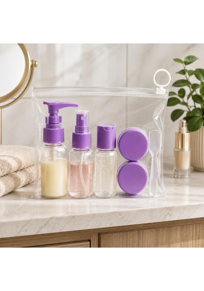 5 Parça Seyahat Şişe Seti, 30 Ml Doldurulabilir Şampuan Krem Parfüm Şişeleri, Pompalı Spreyli Kozmetik Şişe Ve 10 Ml Krem Kavanozu, Taşıma Çantalı Seyahat Dolum Seti Asorti Renk