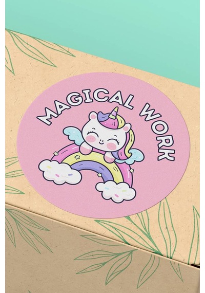 Magical Work Unicorn Gökkuşağı Sticker 3x3cm St2217 Çok Renkli