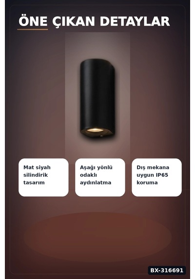 Dış Mekan Duvar Apligi Gu10 Duy 10w Uyumlu Ip65 Bahce Balkon Aplik Kasasi 1 Adet Bx-316691 Çok Renkli