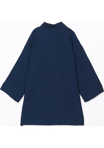 Lcwaıkıkı Classic Lacivert Oversize Armürlü Kadın Gömlek